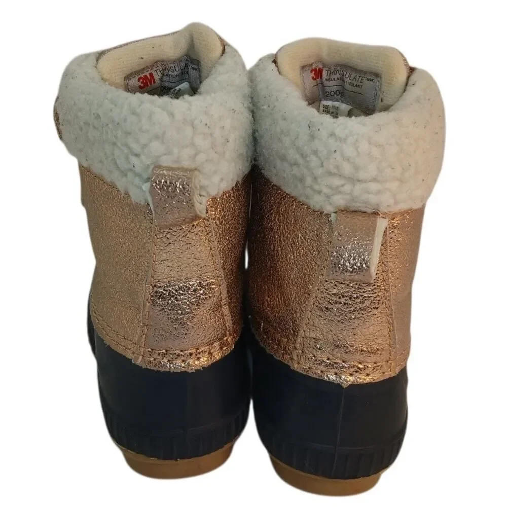 GAP Toddler Girls Rose Gold Glitter Insulated Winter Duck Boots - Size 7/8T